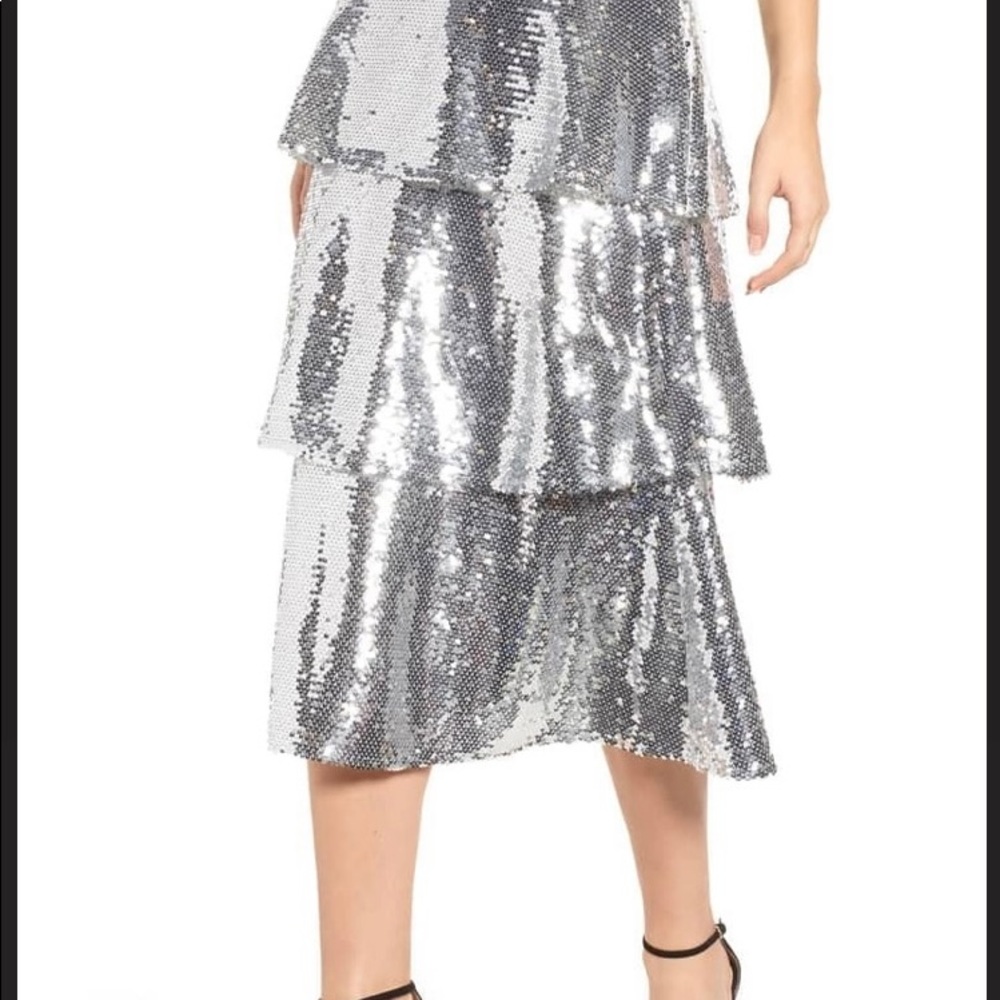Endless Rose Silver Sequin Skirt
